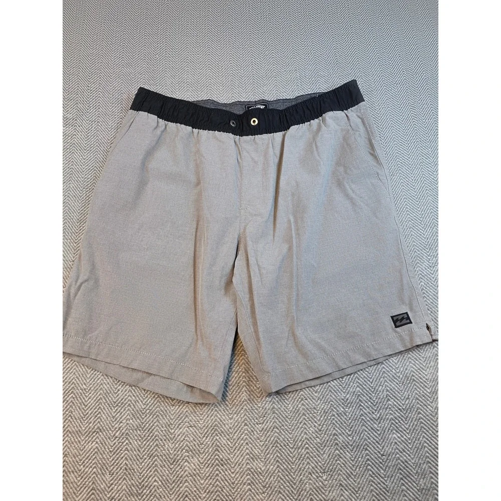 Billabong Recycler Board Shorts Mens Medium Gray Black Elastic Waist Swim Trunks